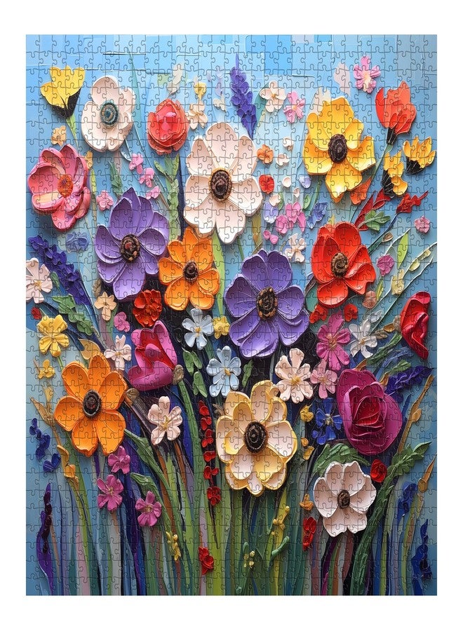 PICKFORU Colorful Flower Puzzles for Adults, Mosaic Plant Floral Puzzle Art, Spring Flower Garden Jigsaw Puzzles 1000 Pieces Painting - Image 2